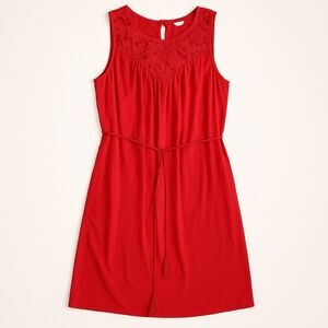 NWT Knox Rose Red Lace Trim Sleeveless Dress NWT Size Large